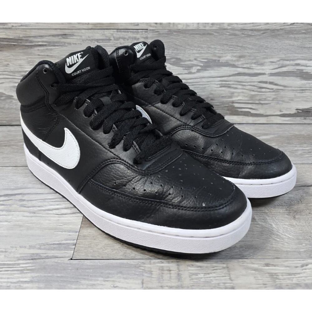 Nike Court Vision Mid Black White NBA Basketball Shoes MENS 10.5 Fast Shipping
